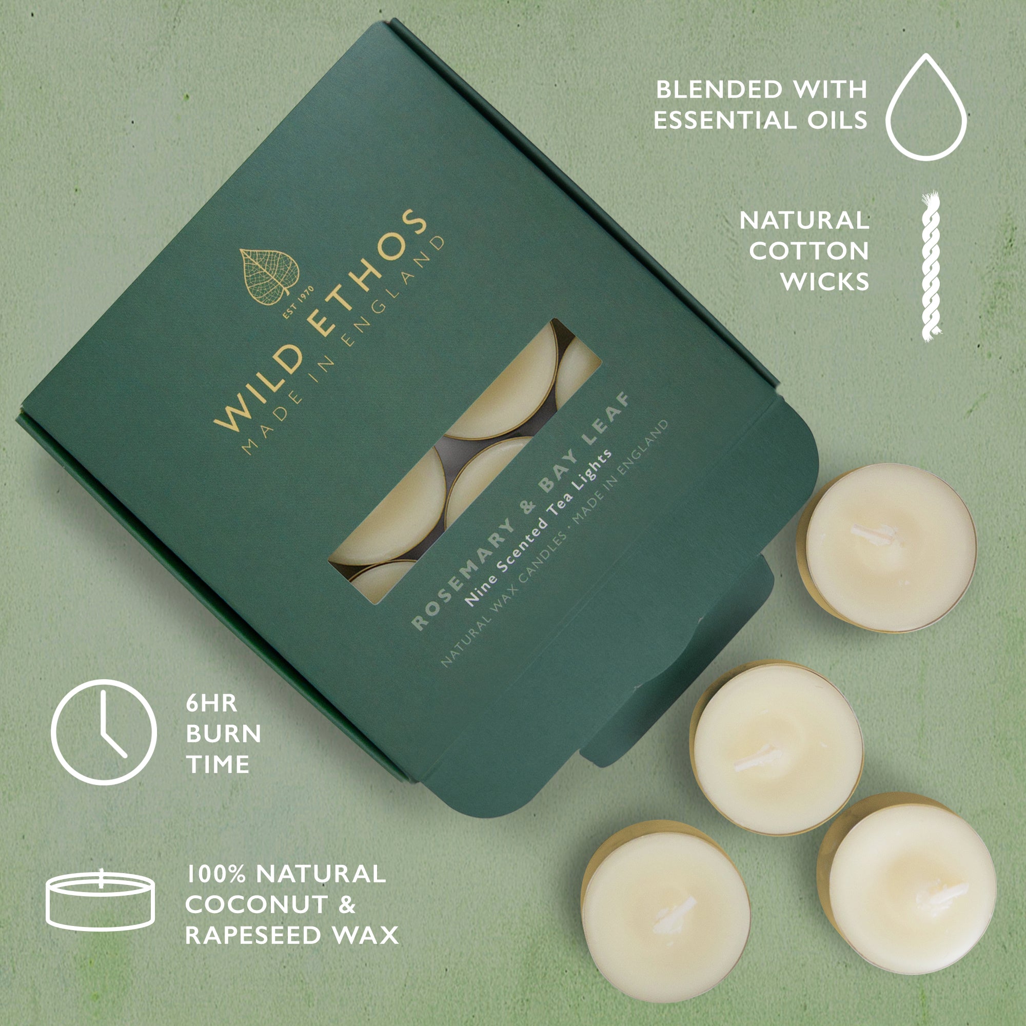 Wild Ethos Rosemary & Bay Leaf Scented Tealights
