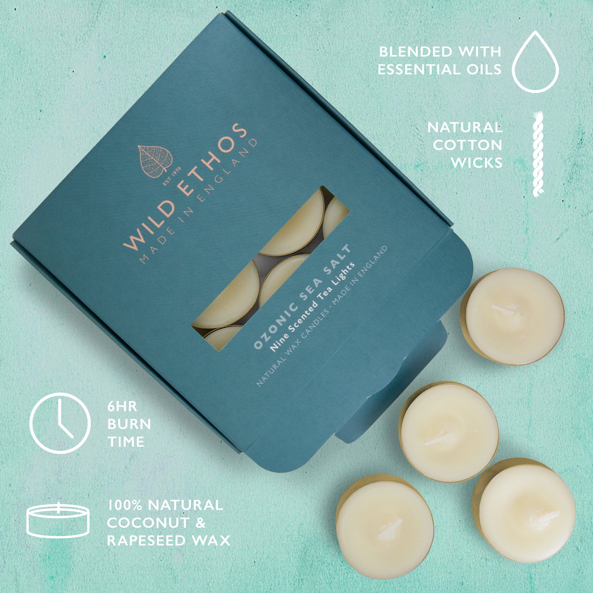 Wild Ethos Ozonic Sea Salt Scented Tealights