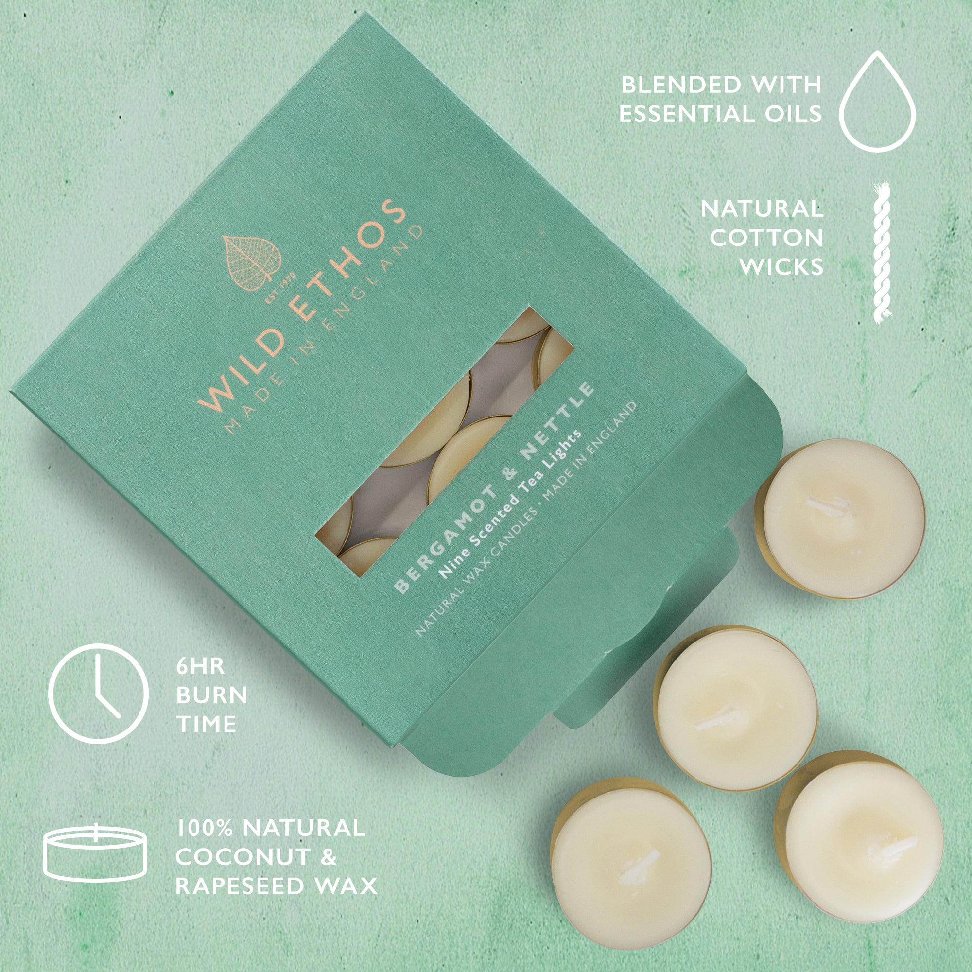 Wild Ethos Bergamot & Nettle Tealights
