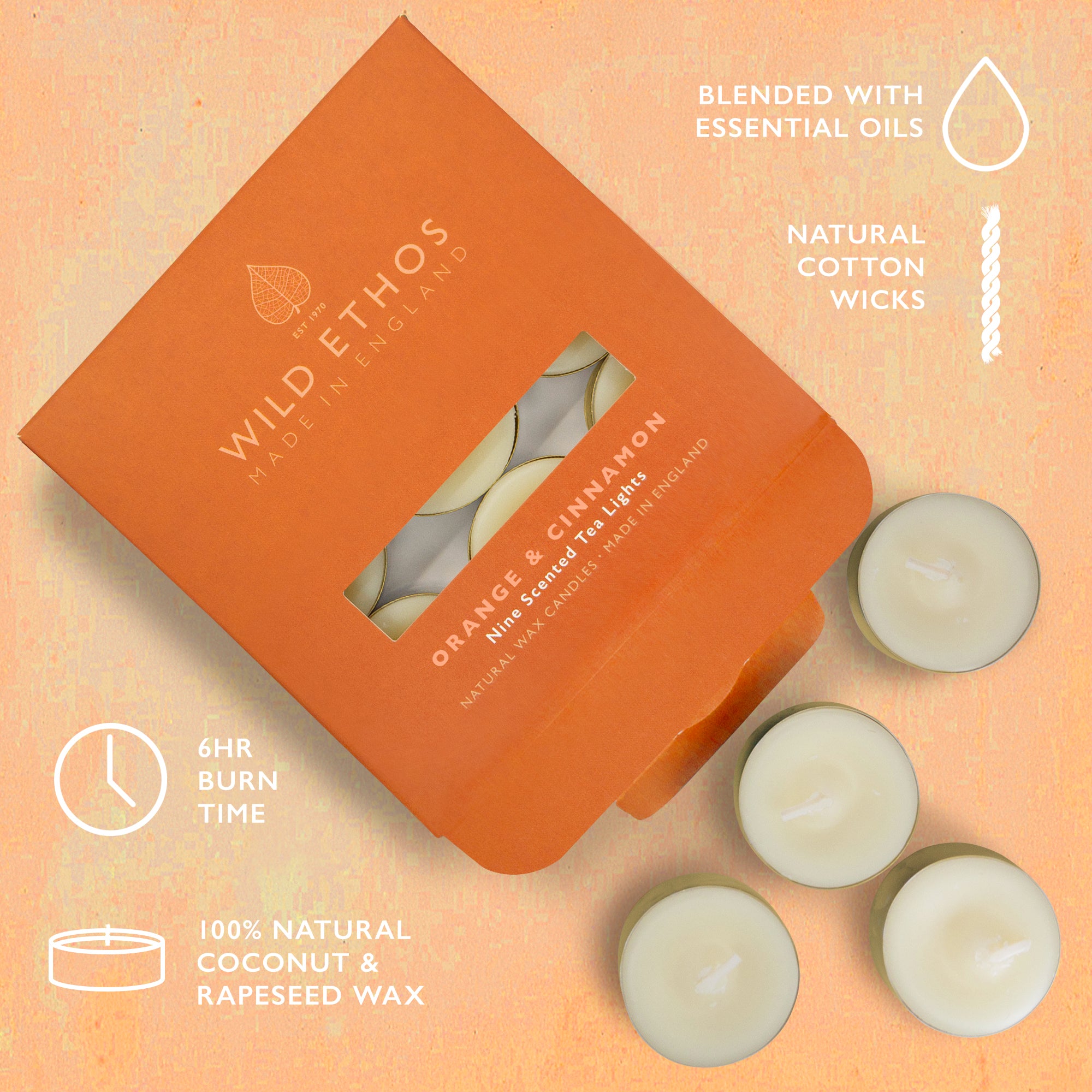 Wild Ethos Cinnamon & Orange Scented Tealights